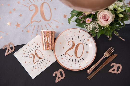 Sparkle at Forty - Rose Gold Dinner Plates, Perfect for Elegant 40th Birthday Celebrations