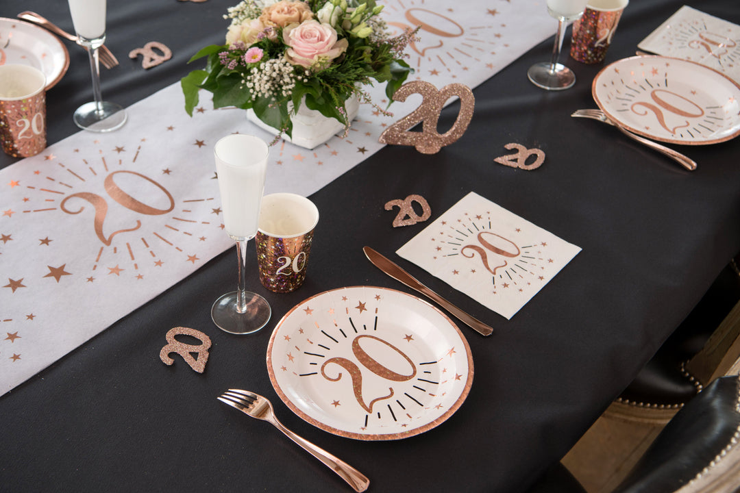 Sparkle at Forty - Rose Gold Dinner Plates, Perfect for Elegant 40th Birthday Celebrations