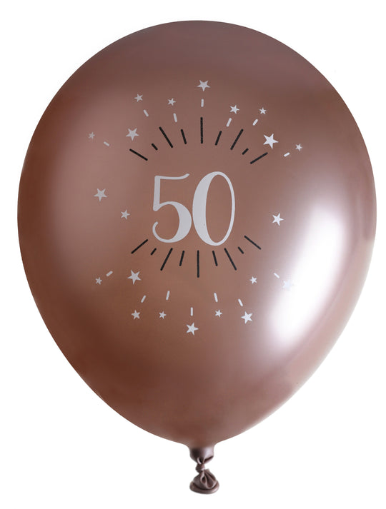 Ultra-Durable 50th Birthday Latex Balloons in Pink Gold - All Natural & Biodegradable Party Supplies