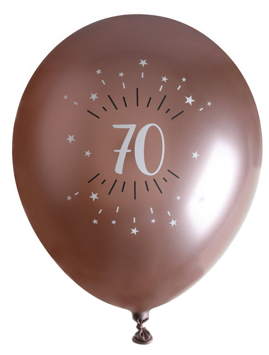 70th Birthday Durable Pink Gold Latex Balloons - Celebrate Naturally!