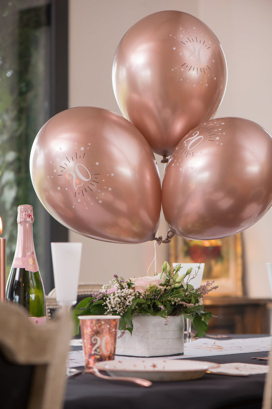 80th Birthday Celebration Latex Balloons in Pink Gold - Durable and Biodegradable