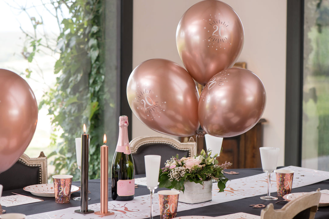 80th Birthday Celebration Latex Balloons in Pink Gold - Durable and Biodegradable