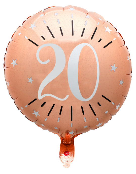 20th Birthday Rose Gold Foil Balloon - Superior Float Time, Easy Decor Setup