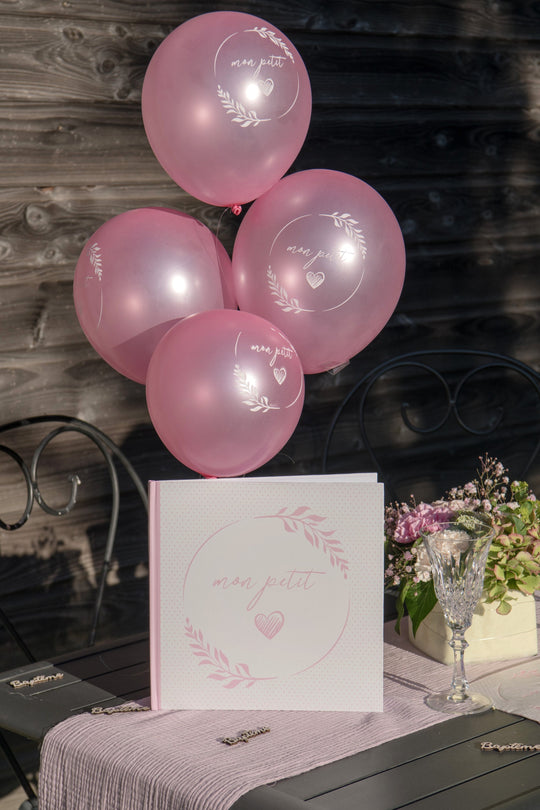 Elegant Pink Pearly Baptism Guestbook - Stylish & Trendsetting Party Essential