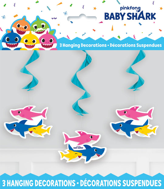 Baby Shark Hanging Decorations (3-Pack) – Dive into a Fun-Filled Party!