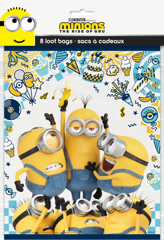 Paquet de 8 Sacs à Butin Minions - Configuration Facile, Fournitures de Fête Abordables pour des Anniversaires Amusants!