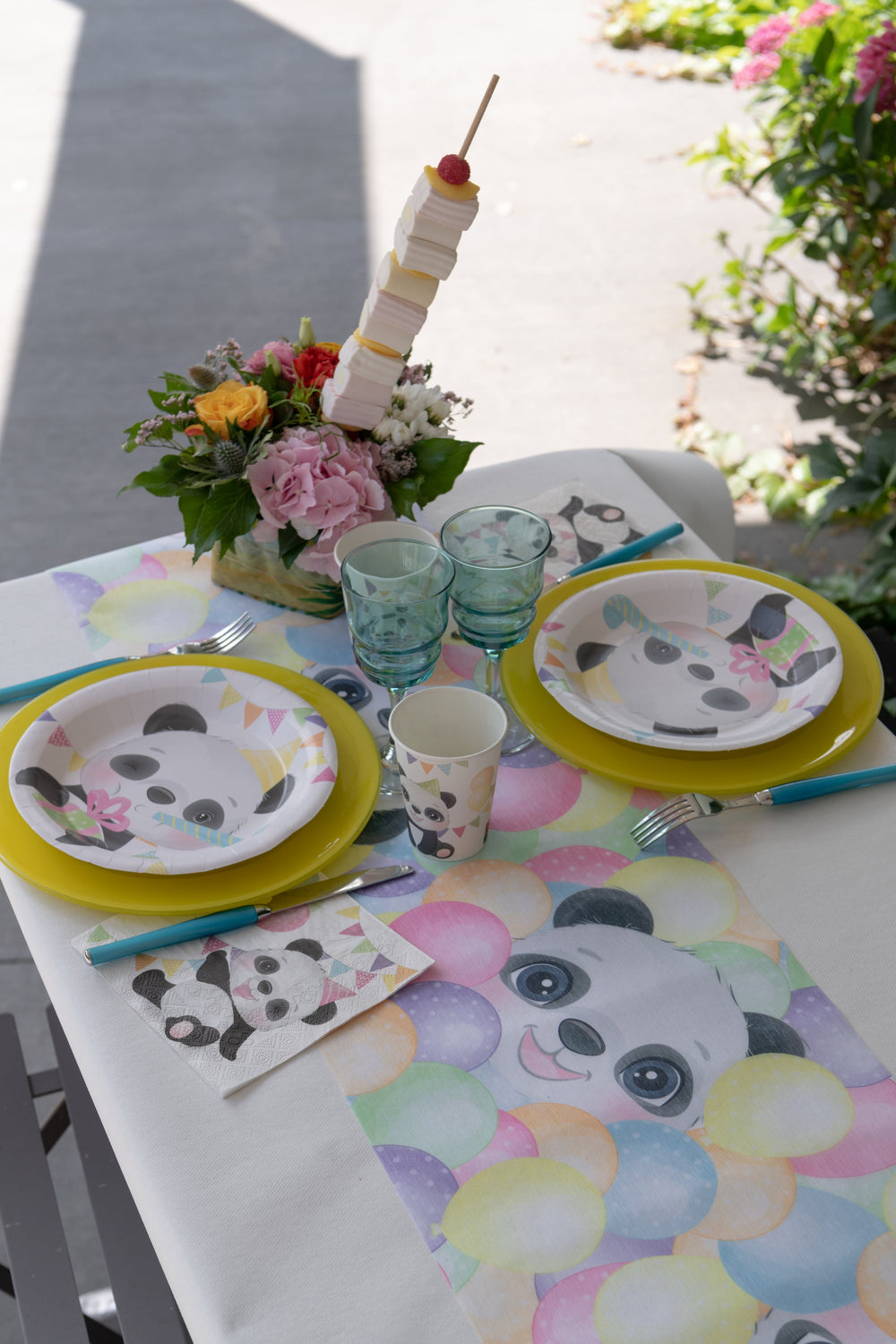Panda Table Runner for Kids Birthday Party - Cute 5M Santex Roll