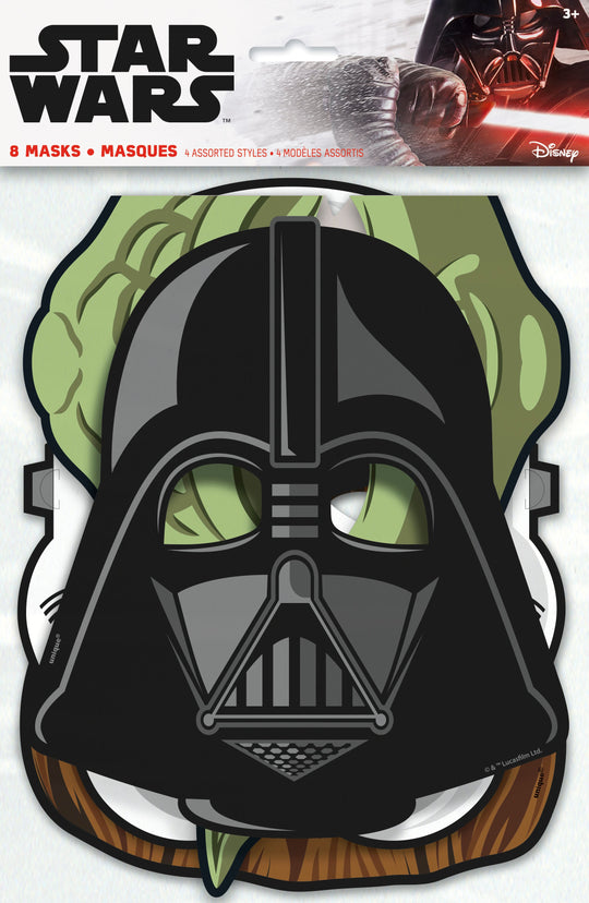 Masques de Fête Classiques Star Wars (Pack de 8) - Facile à Installer et Abordable!