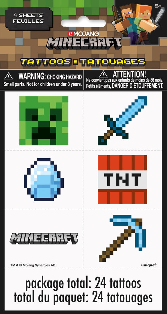 Minecraft Party Supplies Bundle: Tattoos & Stickers for Epic Fun!