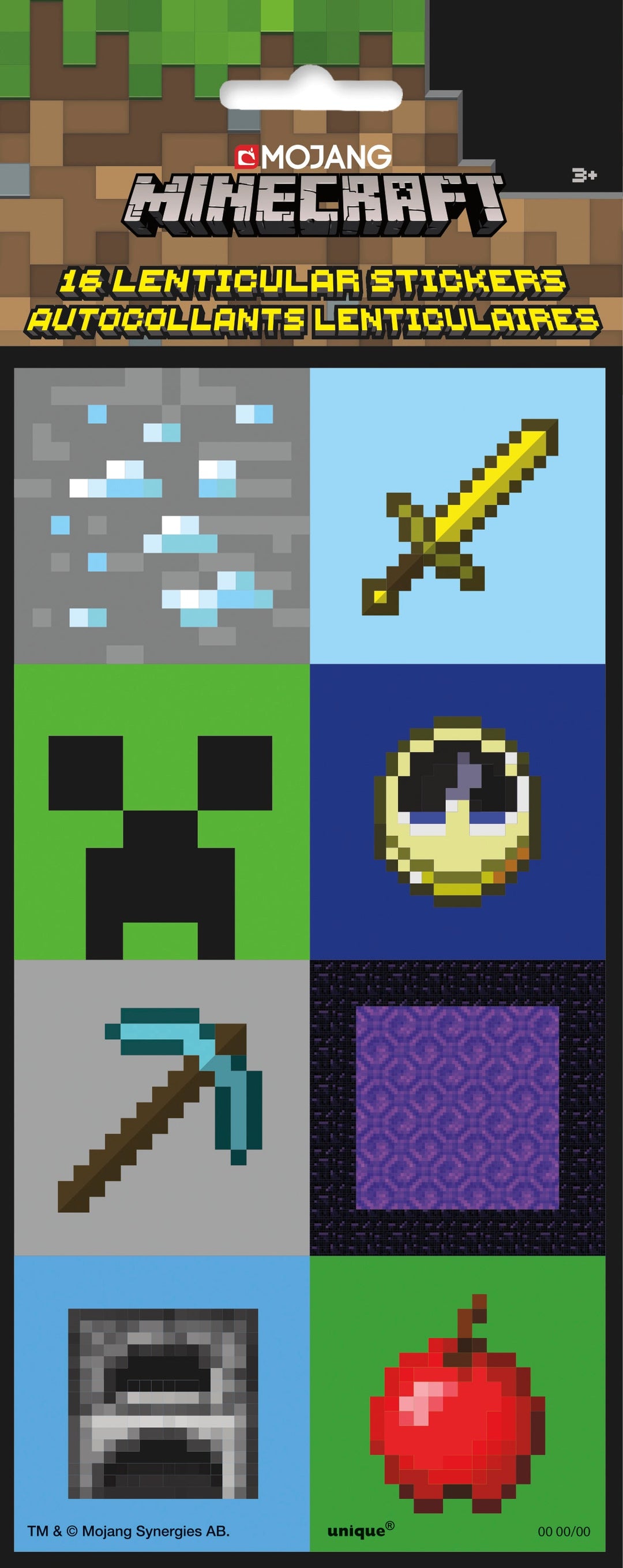 Blocky Dimensions: 16 Mesmerizing Minecraft Lenticular Stickers for Interactive Fun!