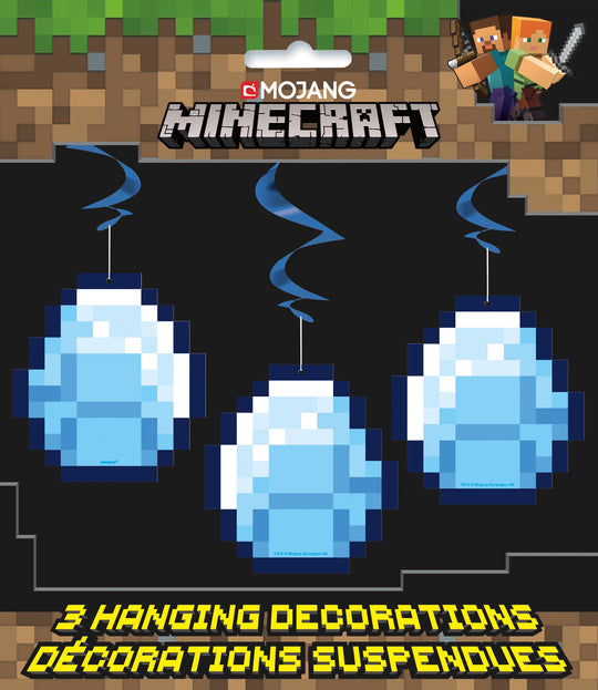 Exciting Minecraft-Themed Hanging Swirls – Pack of 3 – Perfect for Parties!