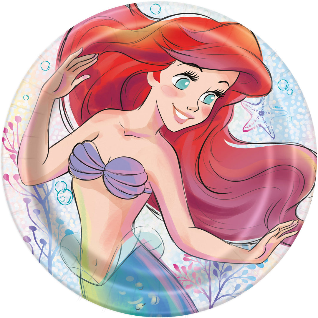 Little Mermaid Dinner Plates Pack of 8 - Easy Setup Party Supplies for Birthdays & Anniversaries - Coordinated Theme at Affordable Prices for Under-the-Sea Celebrations!