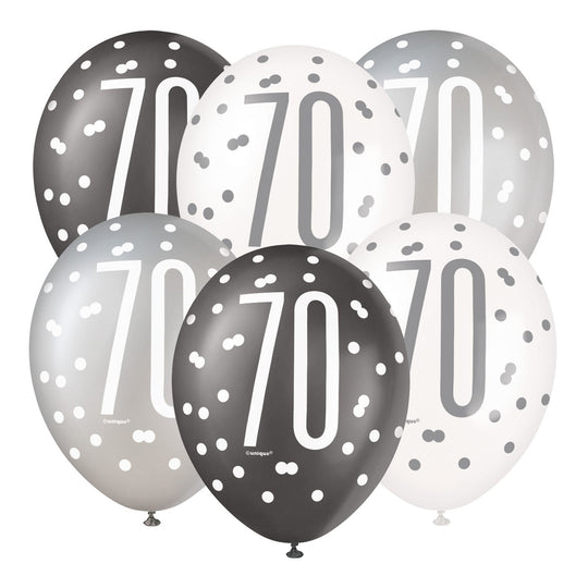 Unforgettable 70th Birthday, Vibrant and Durable Biodegradable Latex Balloons Pack