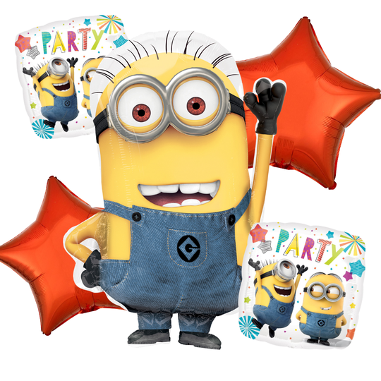 Minions Themed Balloon Bouquet: Set of 5 Foil Balloons