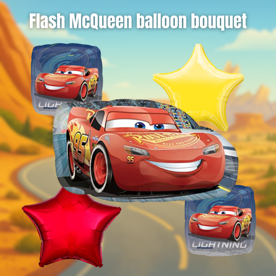 Cars 3 Lightning McQueen Balloon Bouquet: Set of 5 Foil Balloons