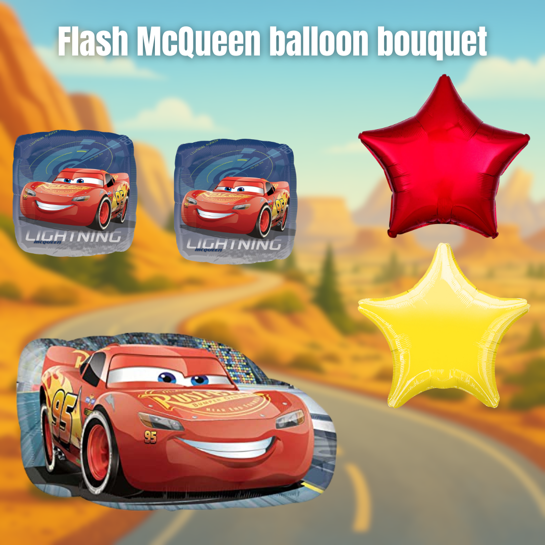 Cars 3 Lightning McQueen Balloon Bouquet: Set of 5 Foil Balloons