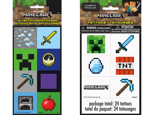 Minecraft Party Supplies Bundle: Tattoos & Stickers for Epic Fun!