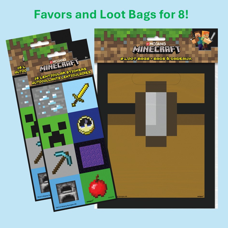 Minecraft Party Bundle: Stickers & Loot Bags - Ultimate Joy!
