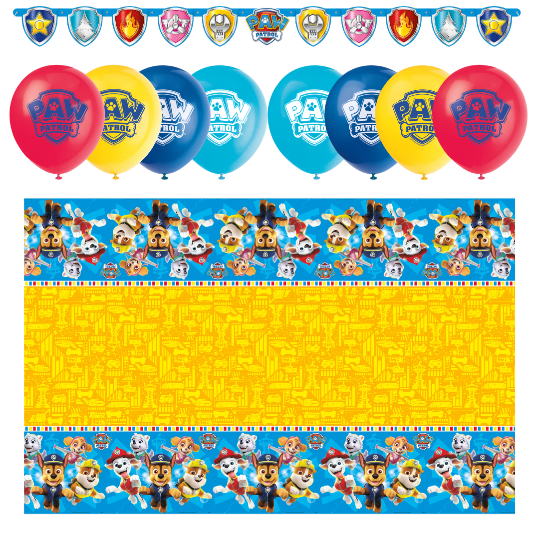 Paw Patrol Ultimate Party Bundle - Tablecloth, Banner, Balloons - Official Collection for Effortless Planning!