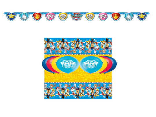 Paw Patrol Ultimate Party Bundle - Tablecloth, Banner, Balloons - Official Collection for Effortless Planning!