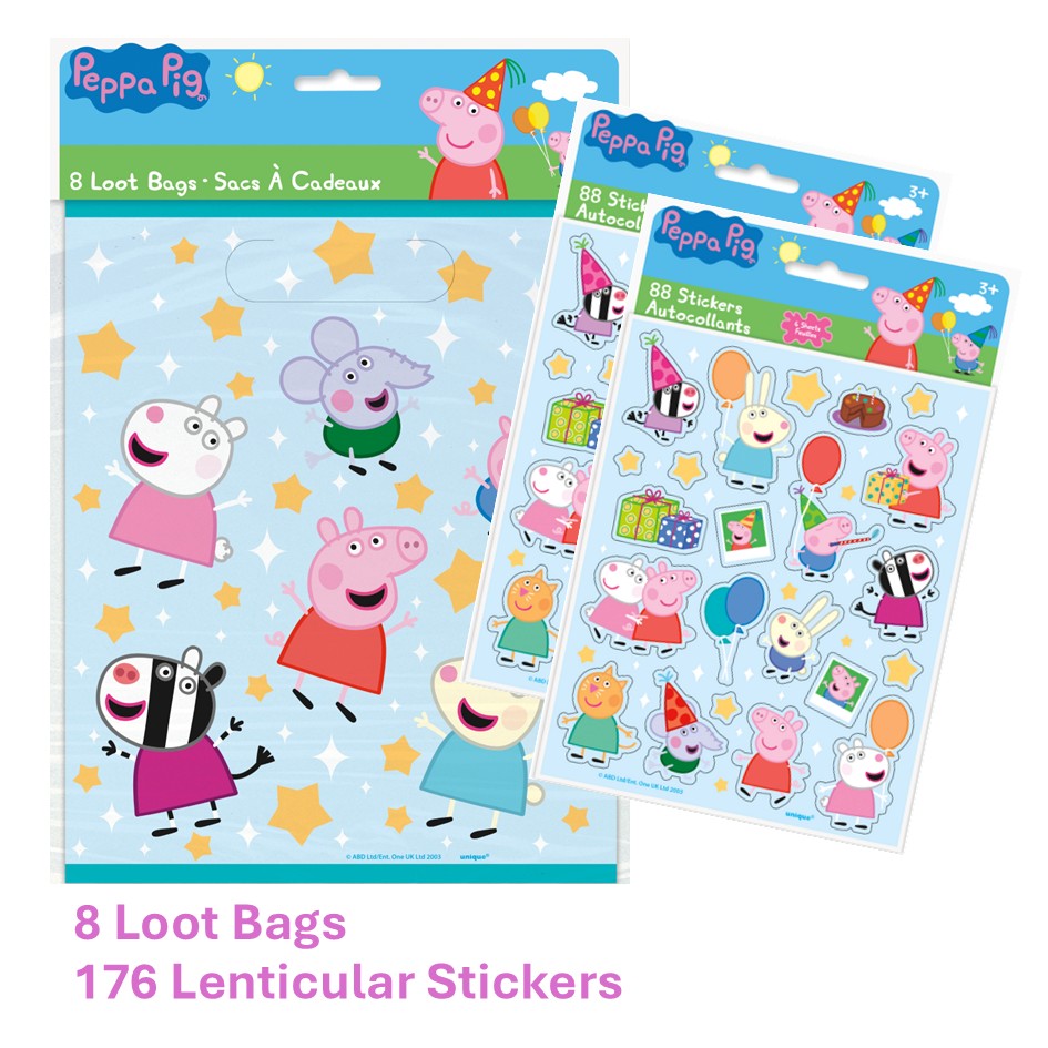 Peppa Pig Party Bundle: Stickers & Loot Bags for Effortless Celebrations
