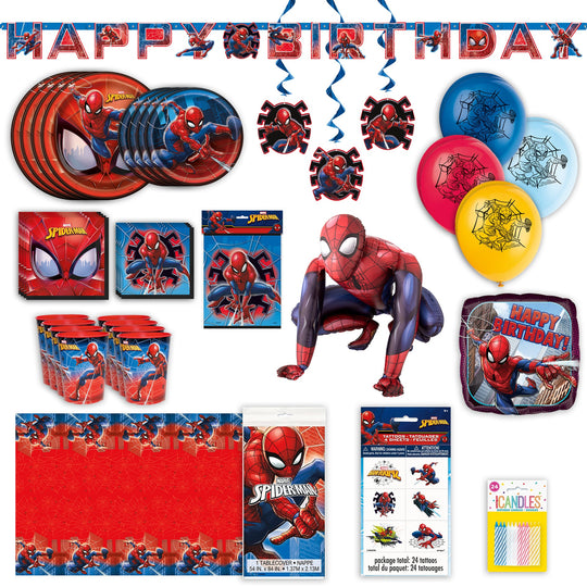 Spiderman Complete Party Kit - Serves 8, All-in-One Ultimate Fun, Official Licensed