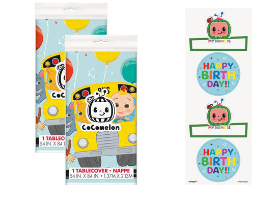 CocoMelon Party Bundle: Tablecloth & Stickers | Effortless Fun!