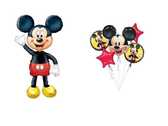 Magical Mickey Mouse Party Supplies Set: Deluxe 5-Piece Foil Balloon Bouquet & Jumbo 52" Mickey Balloon - Mylar, Officially Licensed, Made in USA - Perfect for Disney Themed Celebrations!