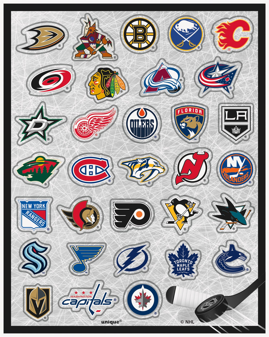 NHL Party Bundle: 128 Stickers & 8 Loot Bags - Ultimate Fun!
