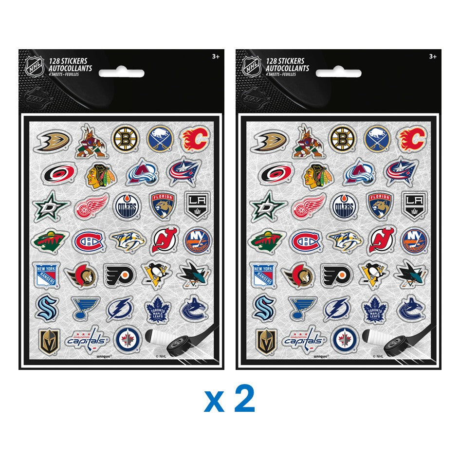 NHL Party Bundle: 128 Stickers & 8 Loot Bags - Ultimate Fun!