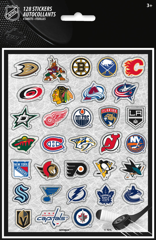 NHL Party Bundle: 128 Stickers & 8 Loot Bags - Ultimate Fun!