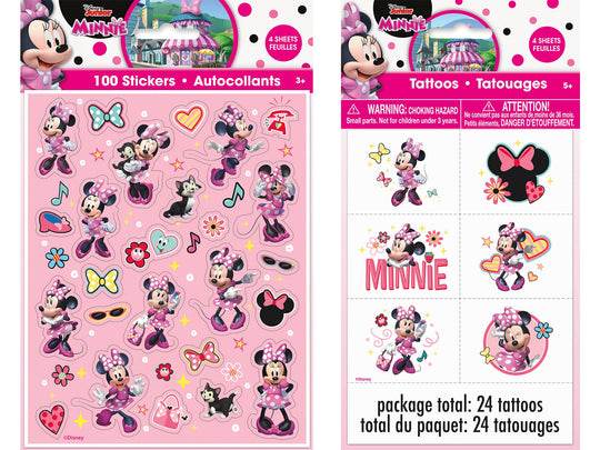 Minnie Mouse Party Supplies Bundle: Fun Tattoos & Stickers for Joyful Celebrations!