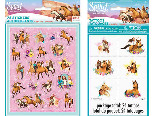 Spirit Riding Free Party Bundle - 96 Fun Tattoos & Stickers - Effortless Joy!