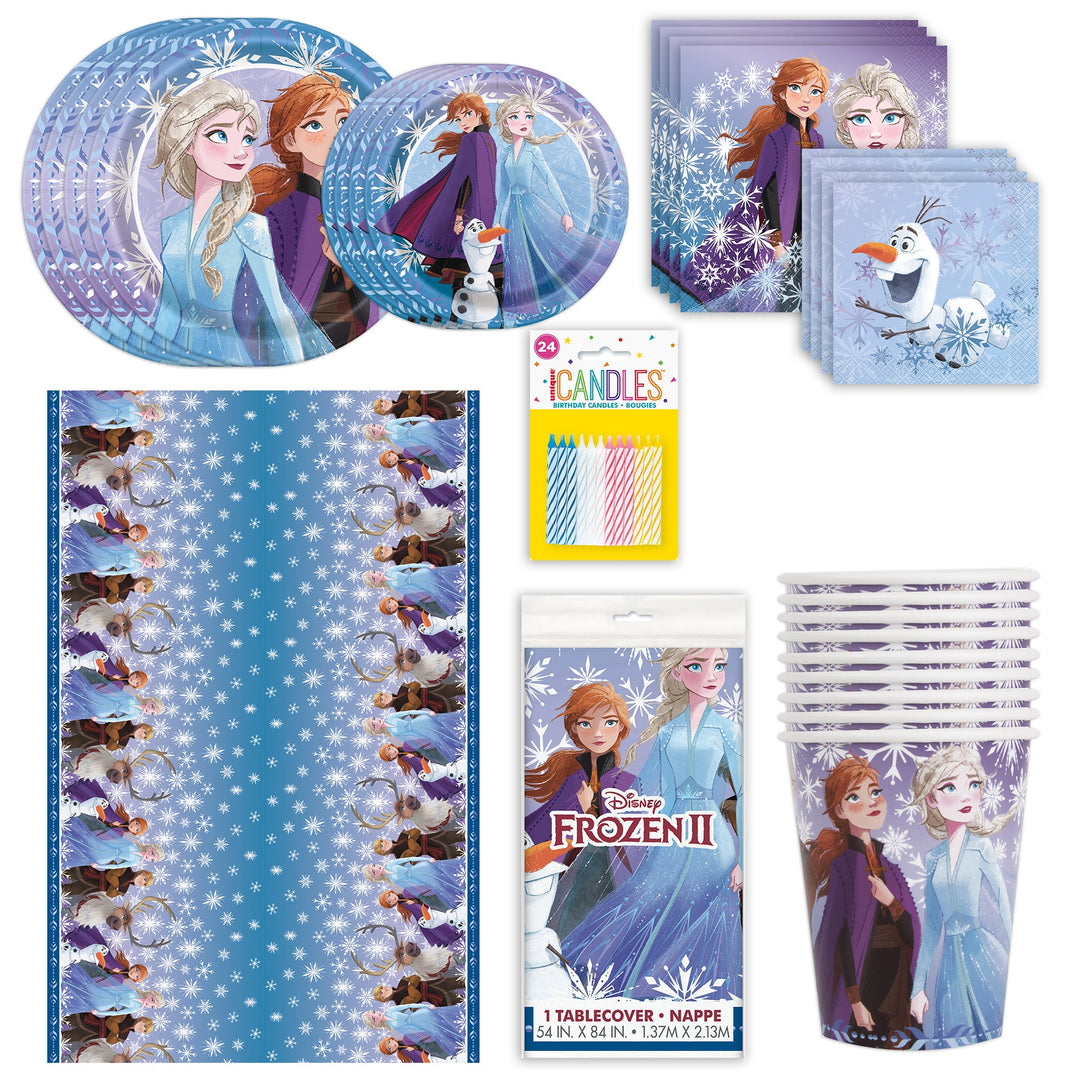 Frozen Themed Party Supply Bundle - Complete Solution for 8 Guests - Official Merchandise