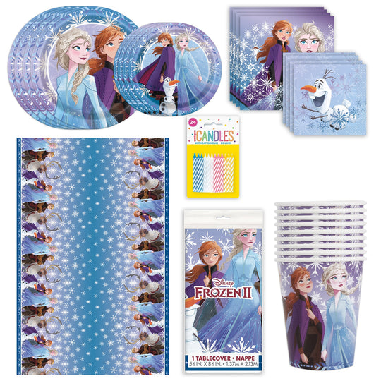 Frozen Themed Party Supply Bundle - Complete Solution for 8 Guests - Official Merchandise