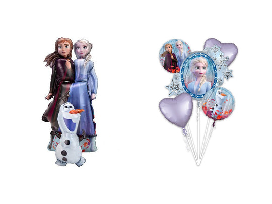 Frozen Airwalker 58-inch (Rapunzel, Elsa, and Olaf) and Bouquet - A Magical Addition to Your Frozen Fantasy!