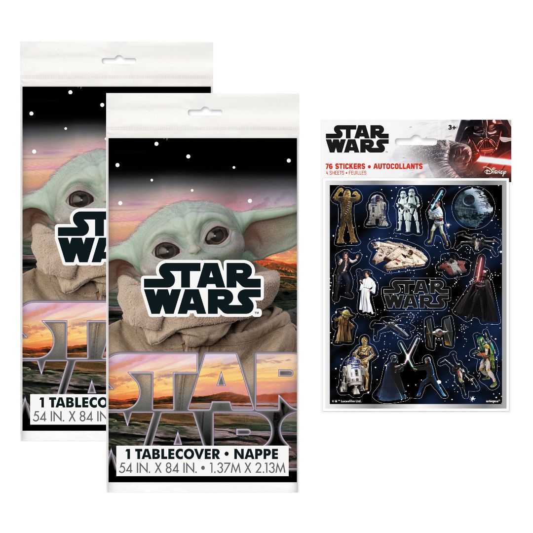 Mandalorian Party Bundle: Tablecloths & Stickers – Effortless Fun!