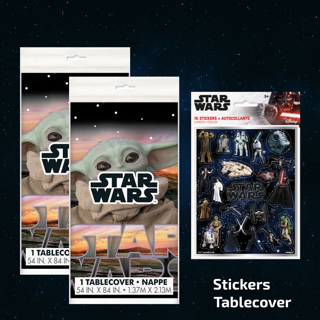Mandalorian Party Bundle: Tablecloths & Stickers – Effortless Fun!