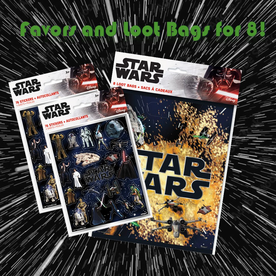 Star Wars Classic Party Bundle: 76 Stickers & 8 Loot Bags - Ultimate Celebration!