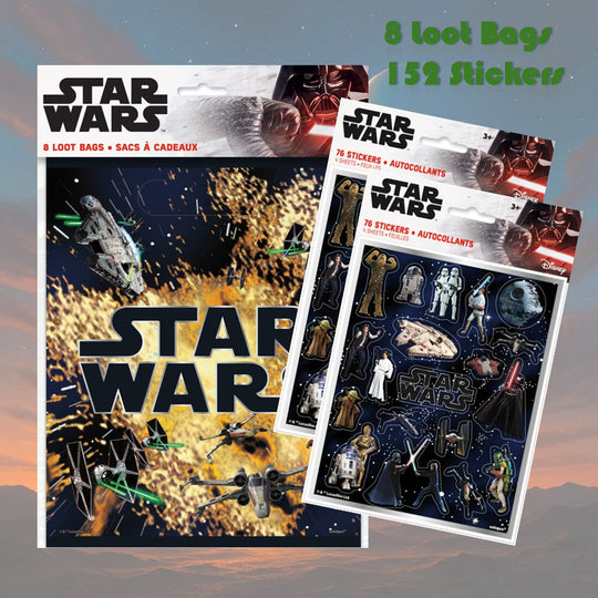 Star Wars Classic Party Bundle: 76 Stickers & 8 Loot Bags - Ultimate Celebration!