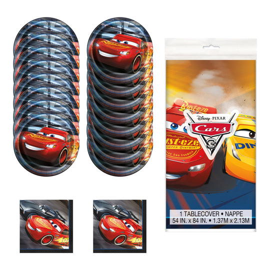 Cars Flash McQueen - All-in-One Party Bundle: Plates, Napkins, and Tablecloth - Ultimate Birthday Bash Set