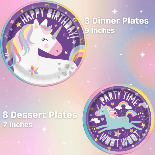 Unicorn Theme Party Pack - Complete Solution for 8 Guests - Official Licensed Bundle