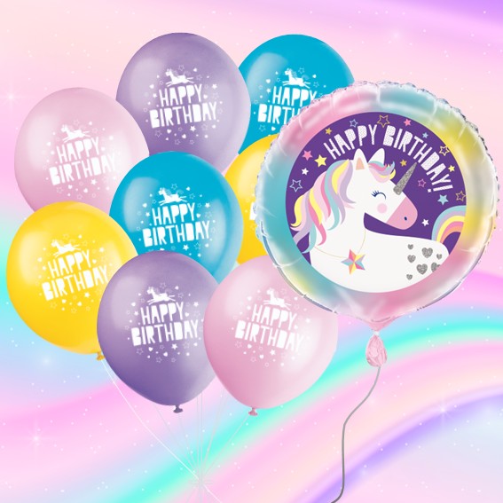 Unicorn Party Bundle: Foil & Latex Balloons - Instant Joy in One Box!