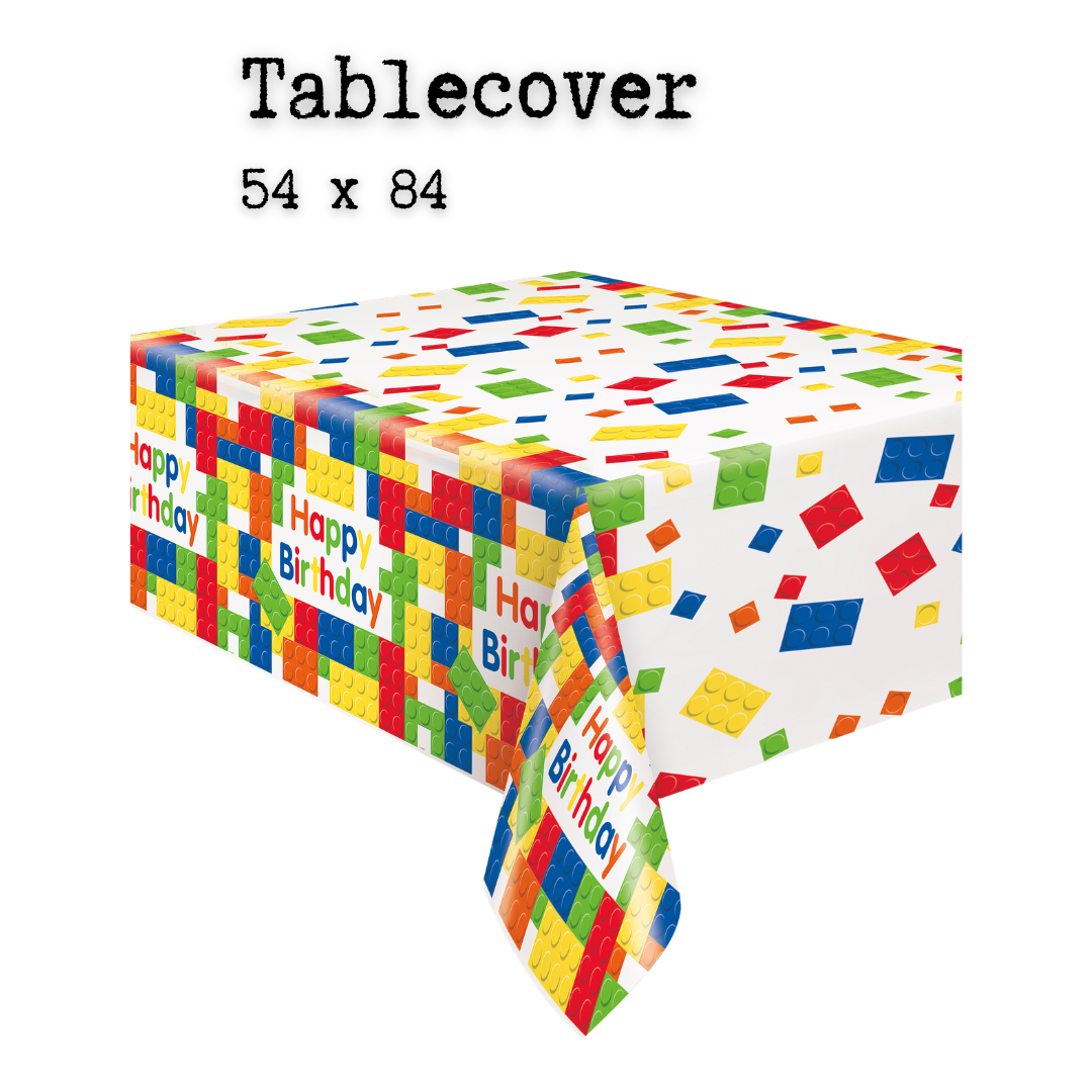 Blocks Party Bundle: Tablecloth, Banner & Balloons - Effortless Fun!
