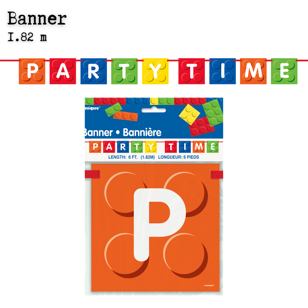 Blocks Party Bundle: Tablecloth, Banner & Balloons - Effortless Fun!