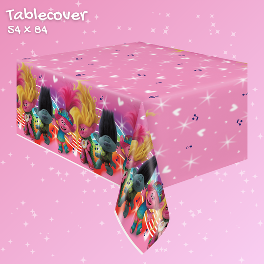 Trolls Party Bundle: Tablecloth, Banner & Balloons - Effortless Fun!