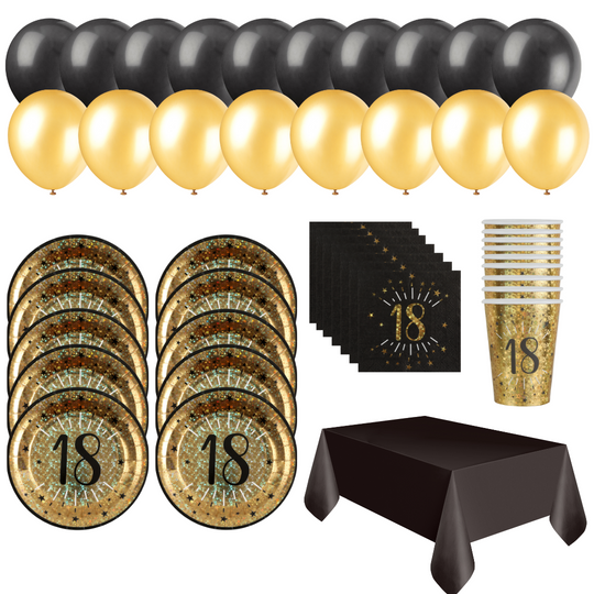 Shining Gold 18th Birthday Party Bundle - Effortless Celebration!