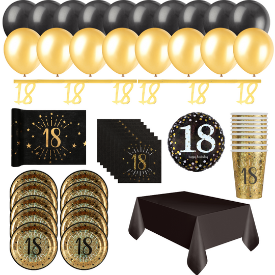 Shining Gold 18th Birthday Party Supplies Bundle - Effortless Fun!