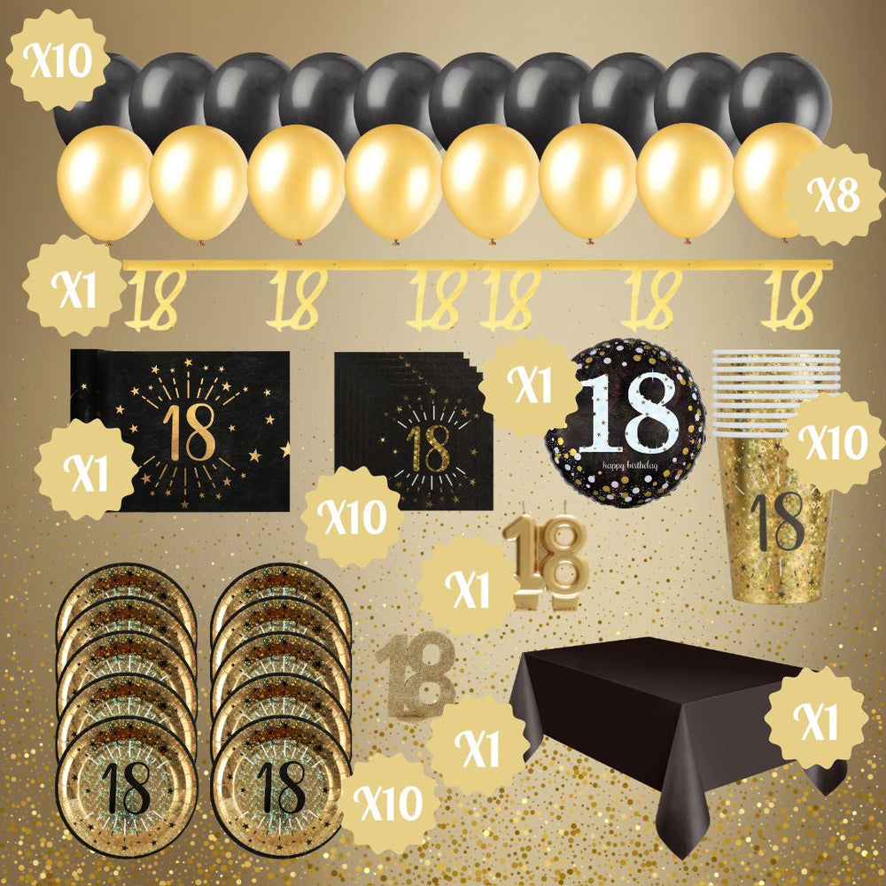 18th Birthday Shining Gold Party Bundle - Effortless Celebration Awaits!