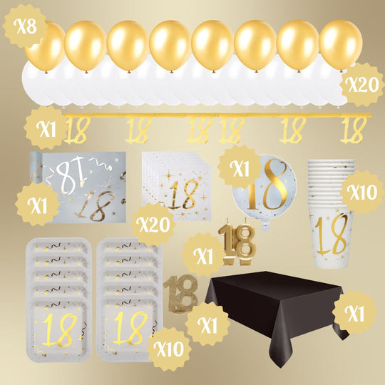 18th Birthday Gold Party Bundle - Effortless Celebration Awaits!